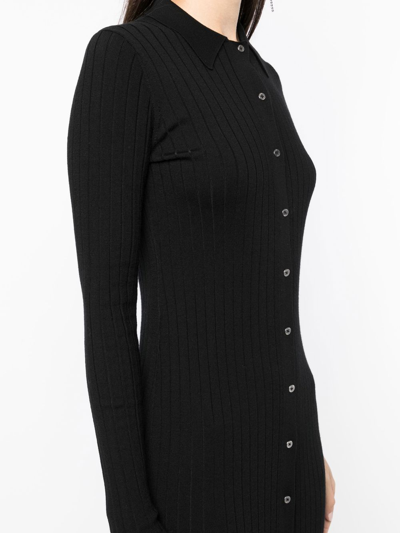 Shop Dion Lee Ribbed-knit Button-up Dress In Schwarz