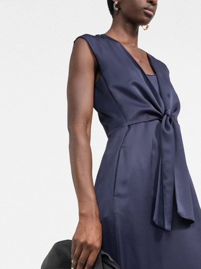 Shop There Was One Knot-detail Sleeveless Midi Dress In Blue