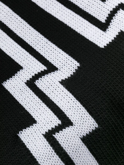 Shop Marcelo Burlon County Of Milan Contrasting Stripe-print Knit Scarf In Schwarz