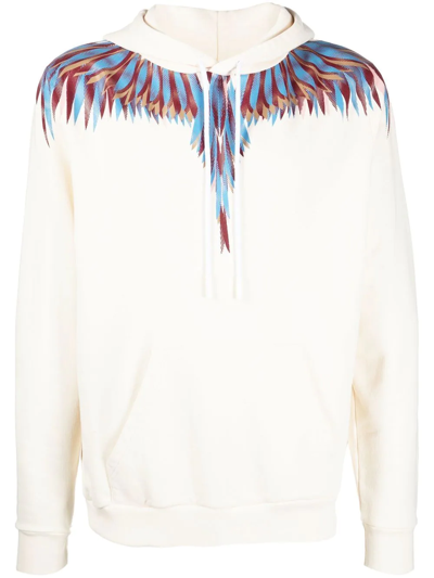 Shop Marcelo Burlon County Of Milan Wings-print Cotton Hoodie In White