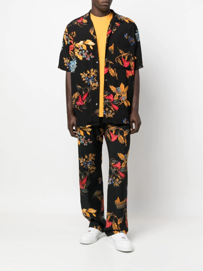 Marcelo Burlon County Of Milan Floral-print Virgin Wool Trousers In Schwarz