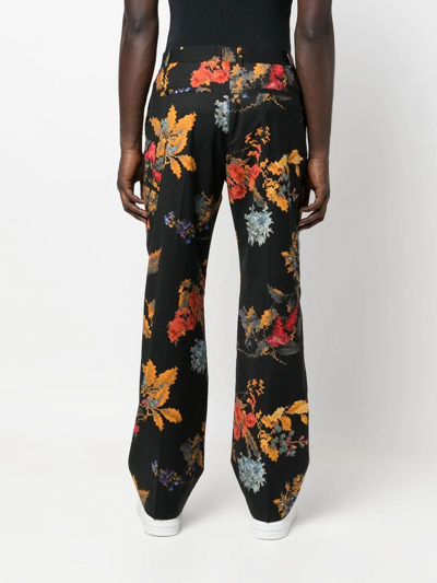 Marcelo Burlon County Of Milan Floral-print Virgin Wool Trousers In Schwarz