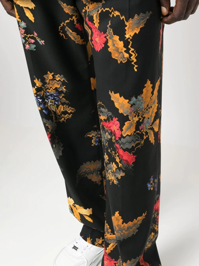 Marcelo Burlon County Of Milan Floral-print Virgin Wool Trousers In Schwarz