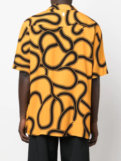 Shop Marcelo Burlon County Of Milan Snake Print Short-sleeve Shirt In Yellow