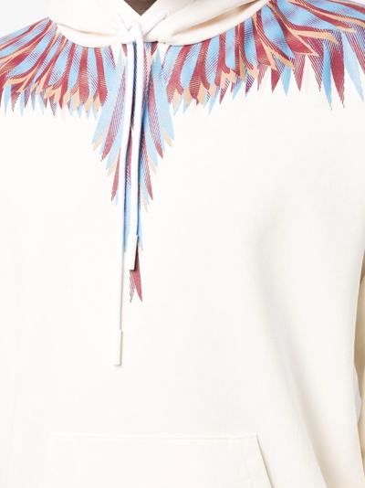 Shop Marcelo Burlon County Of Milan Wings-print Cotton Hoodie In White