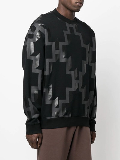 Shop Marcelo Burlon County Of Milan Logo-print Cotton Sweatshirt In 1007 Black Dark Grey