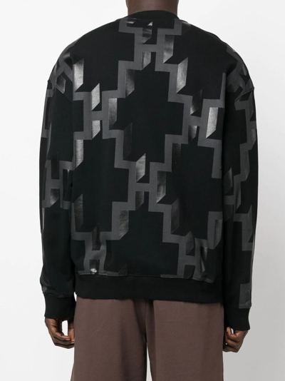 Shop Marcelo Burlon County Of Milan Logo-print Cotton Sweatshirt In 1007 Black Dark Grey