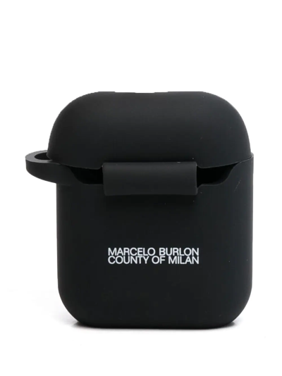 Shop Marcelo Burlon County Of Milan Logo-print Airpod Case In Schwarz