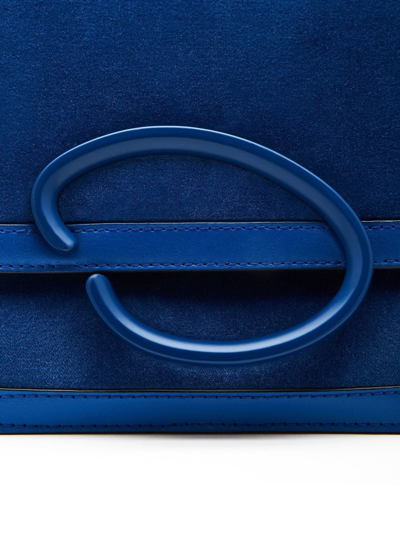 Shop Oscar De La Renta Oath Velvet Shoulder Bag In Blue