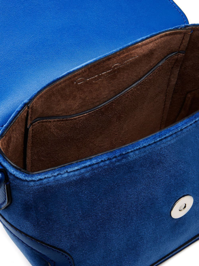Shop Oscar De La Renta Oath Velvet Shoulder Bag In Blue