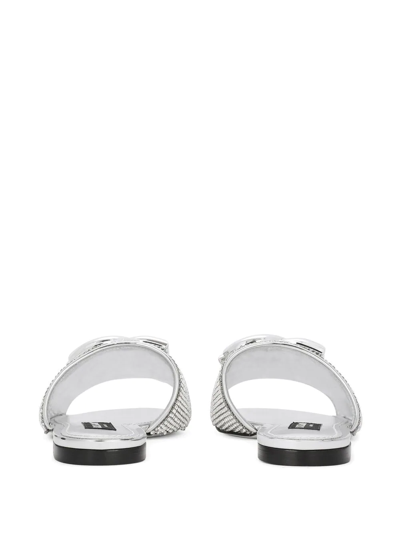 Dolce & Gabbana Crystal-embellished Flat Slides In Silver