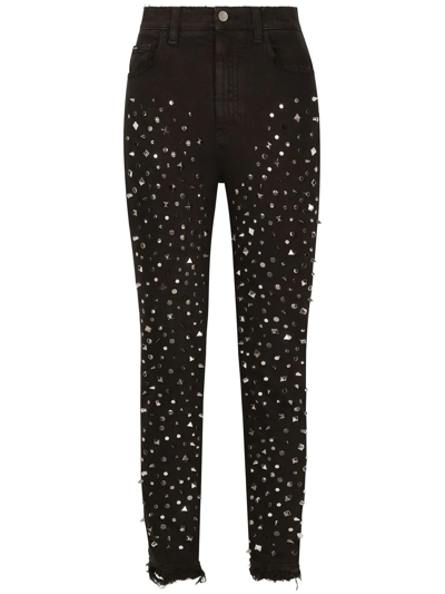 Shop Dolce & Gabbana Audrey Studded Skinny Jeans In Schwarz