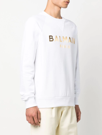 Shop Balmain Logo-print Sweatshirt In Weiss