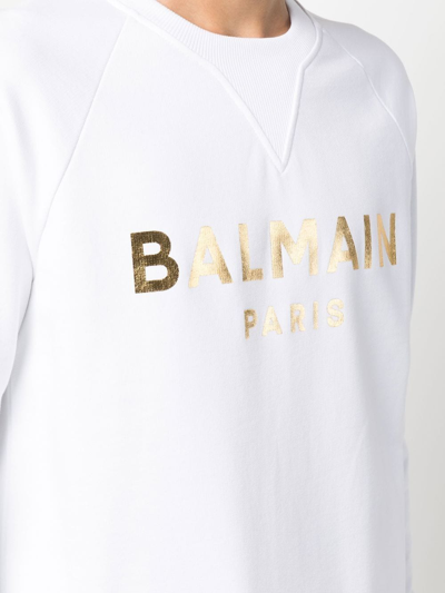 Shop Balmain Logo-print Sweatshirt In Weiss