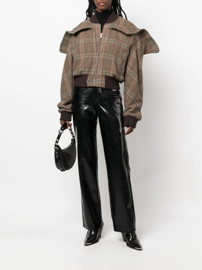Shop Vivienne Westwood Panelled Check-print Bomber Jacket In Braun