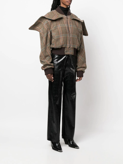 Shop Vivienne Westwood Panelled Check-print Bomber Jacket In Braun
