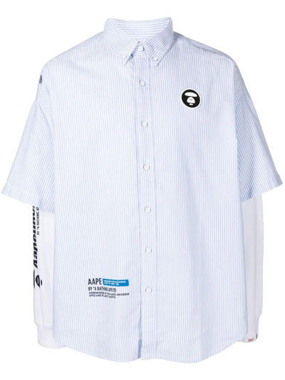 Shop Aape By A Bathing Ape Aapeuniverse Layered Shirt In Blau