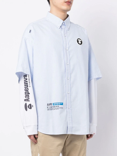 Shop Aape By A Bathing Ape Aapeuniverse Layered Shirt In Blau