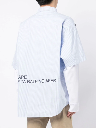 Shop Aape By A Bathing Ape Aapeuniverse Layered Shirt In Blau
