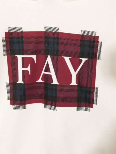 Fay Logo Tartan Print Hoodie In Nude
