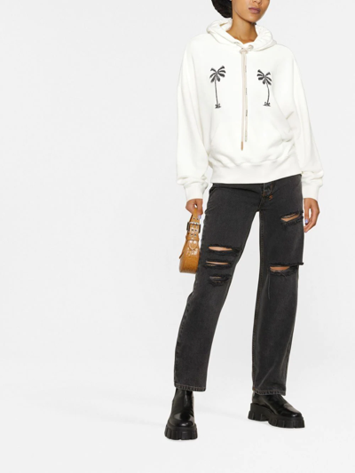Palm Angels Graphic-print Cotton Hoodie In White