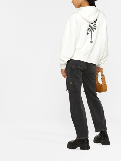 Palm Angels Graphic-print Cotton Hoodie In White