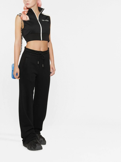 Palm Angels Logo-print Cropped Gilet In Black