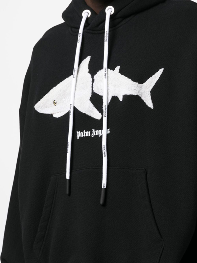 Shop Palm Angels Graphic-print Cotton Hoodie In Black