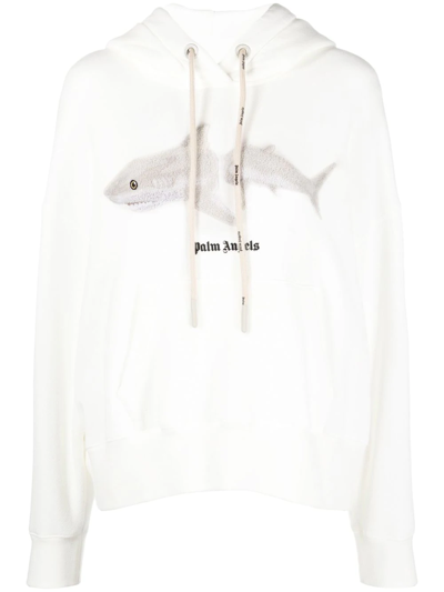 Shop Palm Angels Graphic-print Cotton Hoodie In White