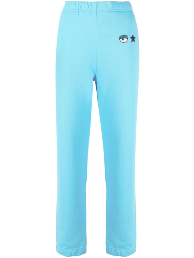 Shop Chiara Ferragni Eye Star Cotton Track Pants In Blau