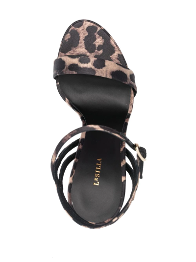 Shop Le Silla Gwen 130mm Goatskin Sandals In Neutrals