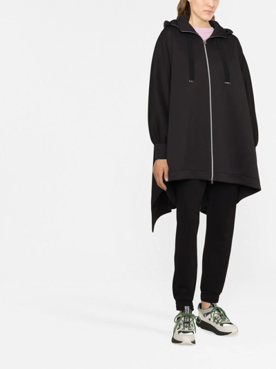 Herno Asymmetric Hooded Coat In Schwarz