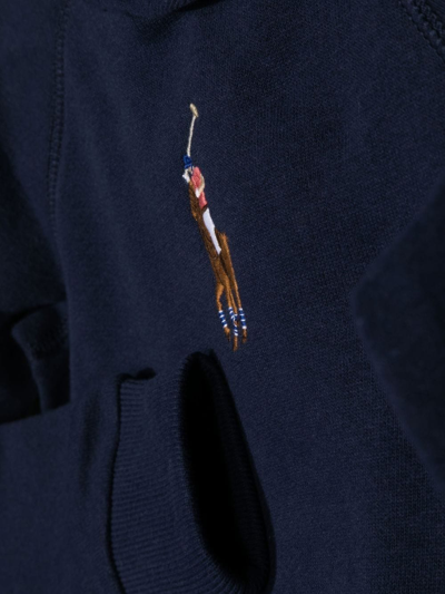 Shop Ralph Lauren Logo-embroidered Cotton Hoodie In Blau