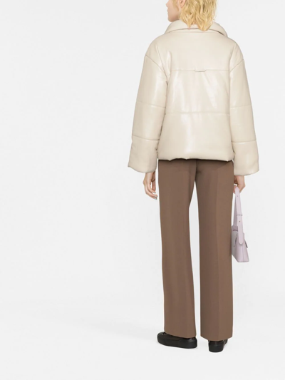 Nanushka Hide Quilted Padded Vegan Leather Jacket In Nude