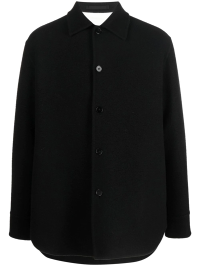 Shop Jil Sander Button-up Wool Shirt Jacket In Schwarz