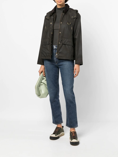 Barbour Avon Wax-cotton Hooded Jacket In Grün