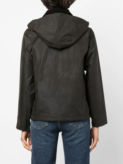 Barbour Avon Wax-cotton Hooded Jacket In Grün