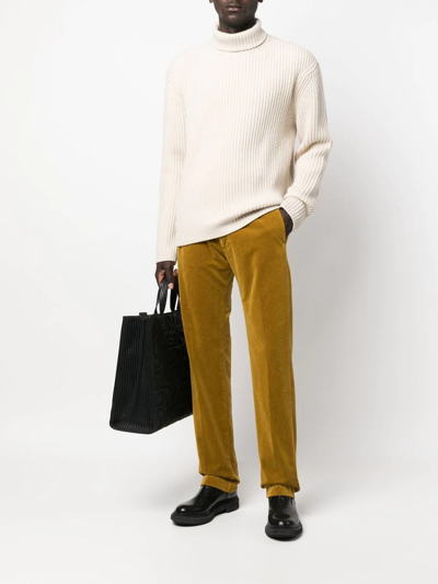 Shop Massimo Alba Straight-leg Velvet Trousers In Gelb