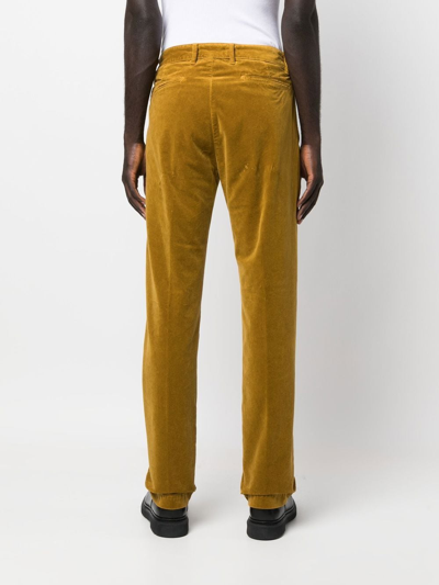 Shop Massimo Alba Straight-leg Velvet Trousers In Gelb