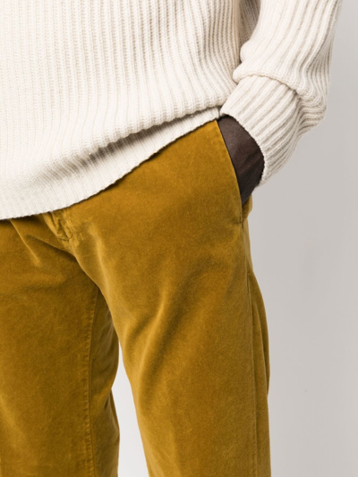 Shop Massimo Alba Straight-leg Velvet Trousers In Gelb