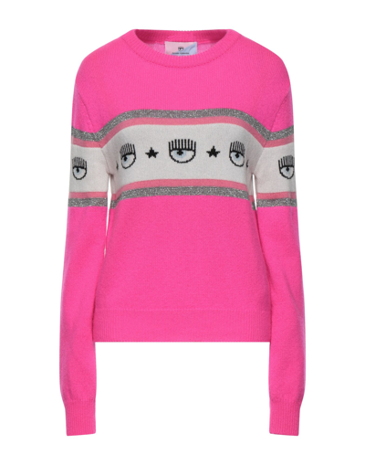 Shop Chiara Ferragni Woman Sweater Fuchsia Size M Virgin Wool, Cashmere In Pink