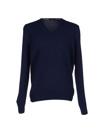 Shop Gran Sasso Man Sweater Midnight Blue Size 50 Wool, Cashmere, Viscose In Dark Blue