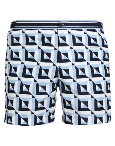 Shop Dolce & Gabbana Beachwear Man Swim Trunks Pastel Blue Size 32 Polyester