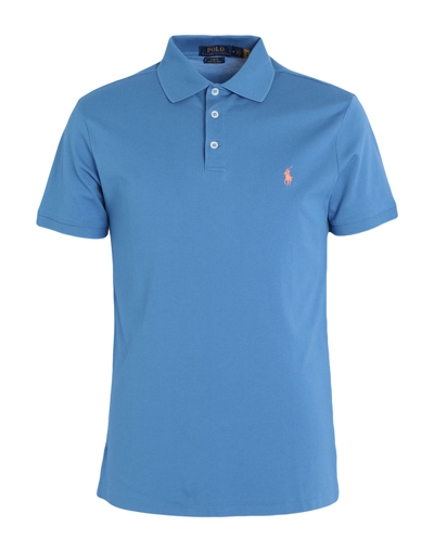 Shop Polo Ralph Lauren Slim Fit Stretch Mesh Polo Shirt Man Polo Shirt Pastel Blue Size M Cotton, Elastan