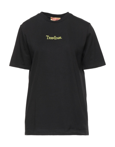 Shop Teen Idol Woman T-shirt Black Size M Cotton