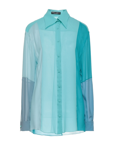 Shop Dolce & Gabbana Woman Shirt Sky Blue Size 14 Silk