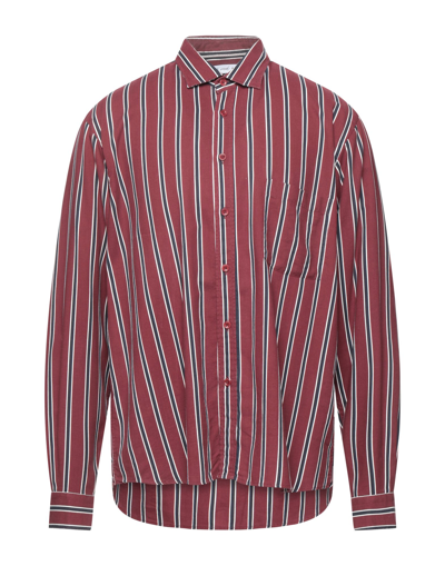Shop Portofiori Man Shirt Burgundy Size 15 ¾ Viscose, Cotton In Red