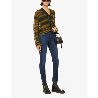 7 For All Mankind Roxanne Slim-fit Mid-rise Stretch-denim Jeans In Blue