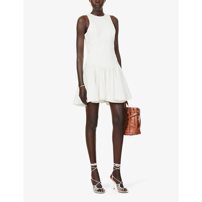 Shop Aje Women's Ivory Tidal Panelled Linen-blend Mini Dress