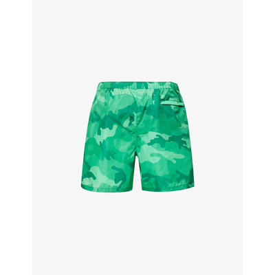 Shop Valentino Camouflage-print Swim Shorts In Camou Smeraldo